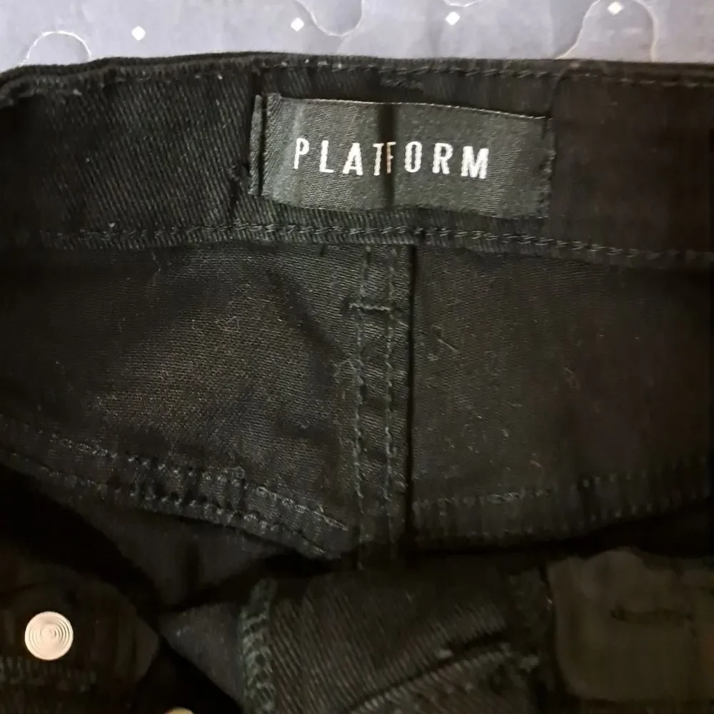 Platform black distressed pants size 32 waist